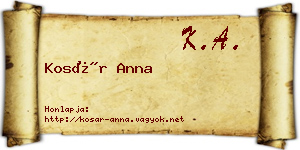 Kosár Anna névjegykártya