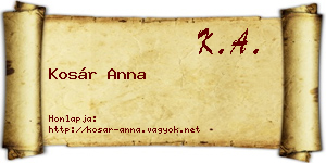 Kosár Anna névjegykártya
